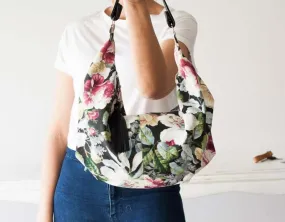 Kallia mini bag - Floral canvas and black leather