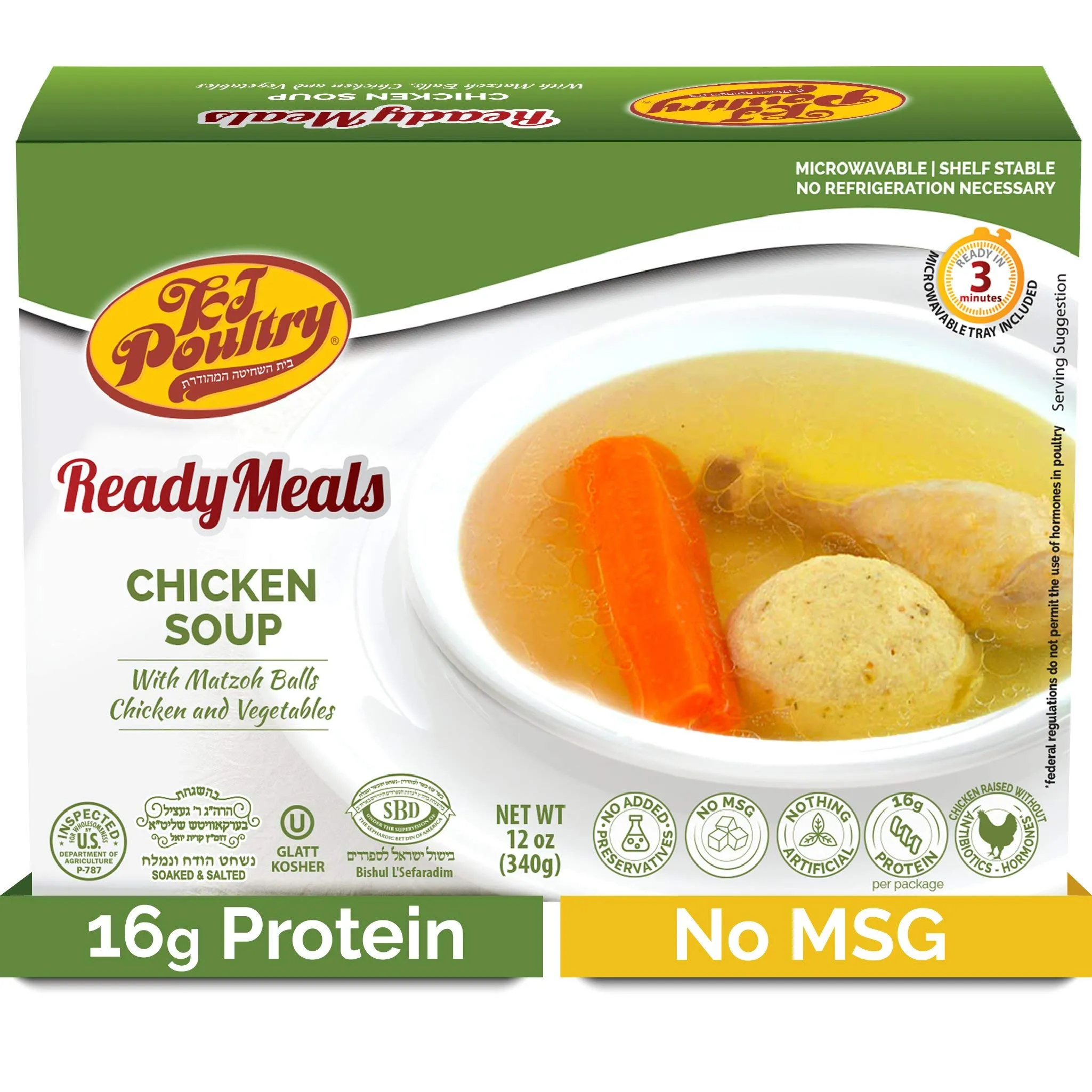 KJ Poultry Kosher Matzah Ball Chicken Soup - l Food 1 Pack