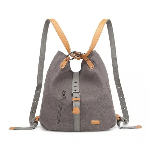 Kono Casual Canvas Dual-Use Bag - Large Capacity Shoulder Bag & Backpack in Grey