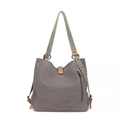 Kono Casual Canvas Dual-Use Bag - Large Capacity Shoulder Bag & Backpack in Grey