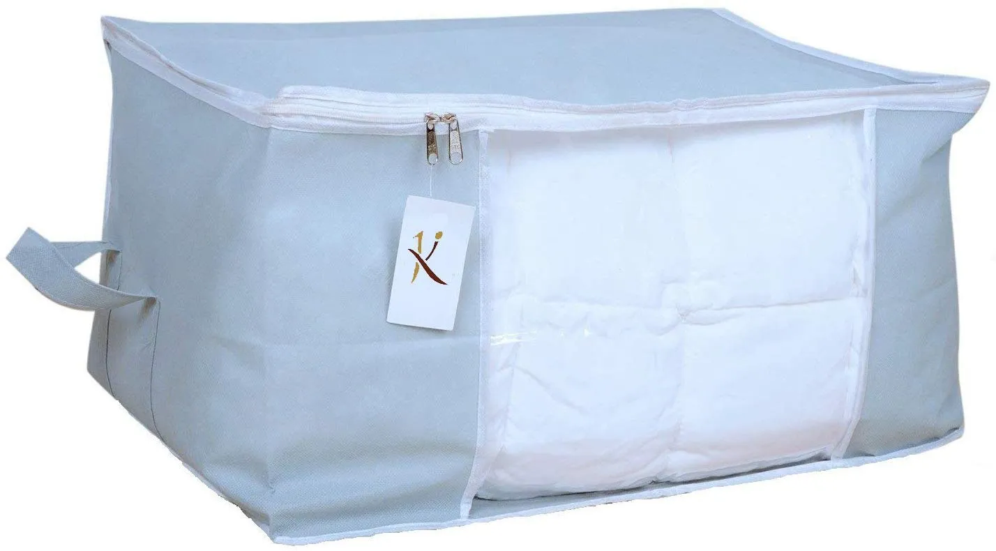 Kuber Industries 6 Piece Non Woven Underbed Storage Bag, Storage Organiser, Blanket Cover with Transparent Window, Extra Large, Grey CTKTC034449