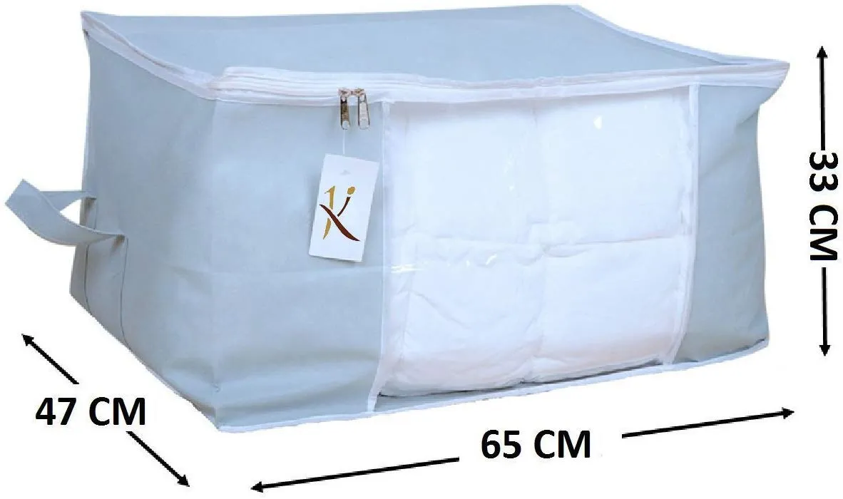 Kuber Industries 6 Piece Non Woven Underbed Storage Bag, Storage Organiser, Blanket Cover with Transparent Window, Extra Large, Grey CTKTC034449