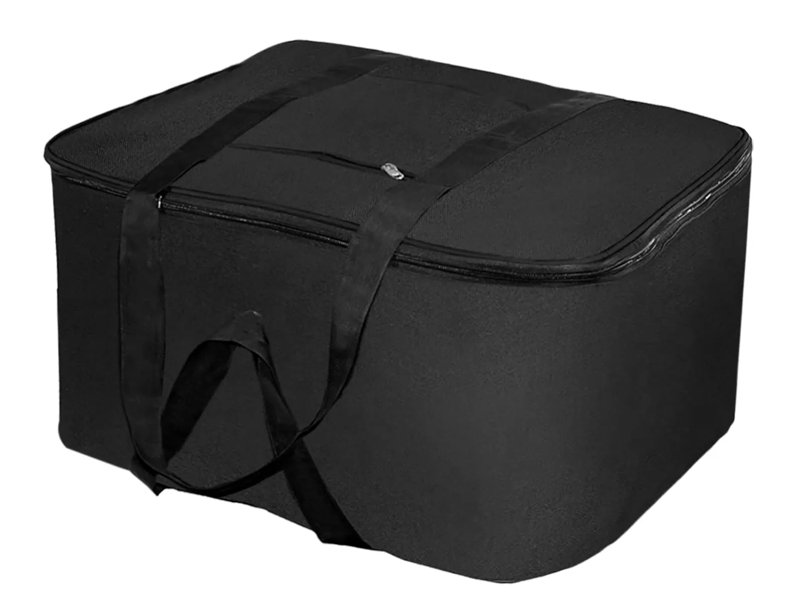 Kuber Industries Lightweight Foldable Multipurpose Storage bag, Cloth Organiser, Travel Bag With Zippered Closure And Handle (Black)-HS43KUBMART26644, L