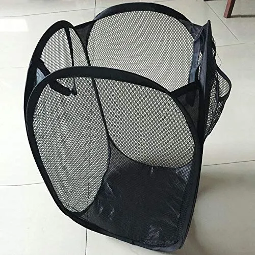 Kuber Industries Pack of 2 Nylon Mesh Laundry Basket|Dirty Clothes Basket with Carry Handles|Foldable Pop-up Mesh Hamper 20 LTR (Multi)