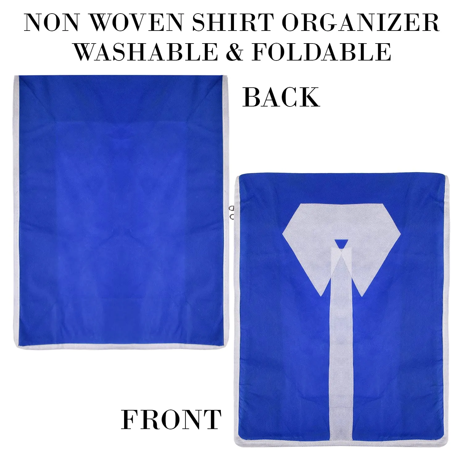 Kuber Industries Shirt Cover | Foldable & Durable Wardrobe Organizer | Non Woven Shirt Organizer for Home & Traveling with Transparent Window | Pack of 4 | Blue