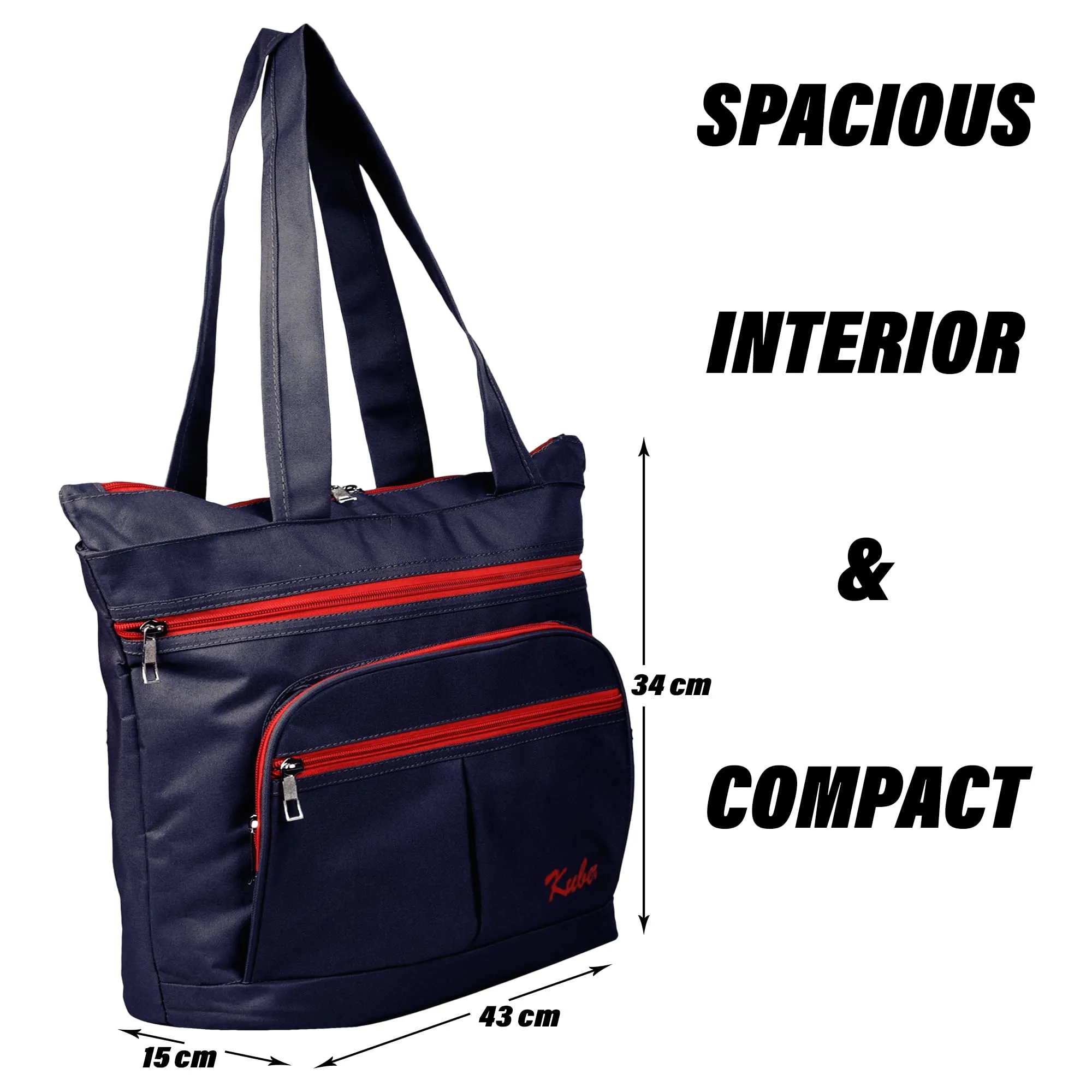 Kuber Industries Shopping Bag | Grocery Handbag | 4 Compartment Shopping Bag | Grocery Bag for Shopping | Vegetable Bag | Shoulder Bag with Handle | Navy Blue