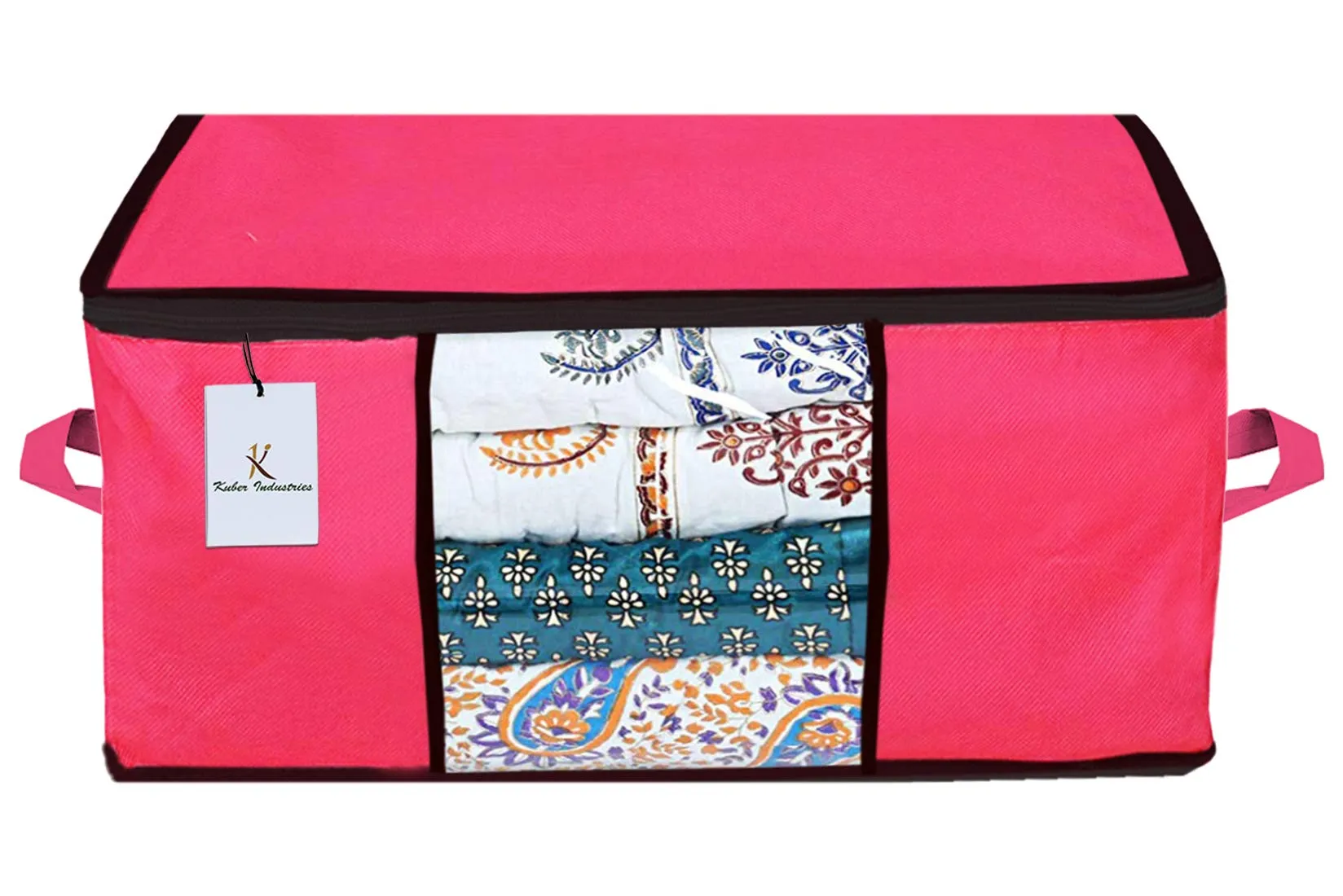 Kuber Industries Underbed Rectangular Storage Bag, Storage Organiser, Blanket Cover Set of 2 - Royal Blue, Pink Extra Large Size-CTKTC23939