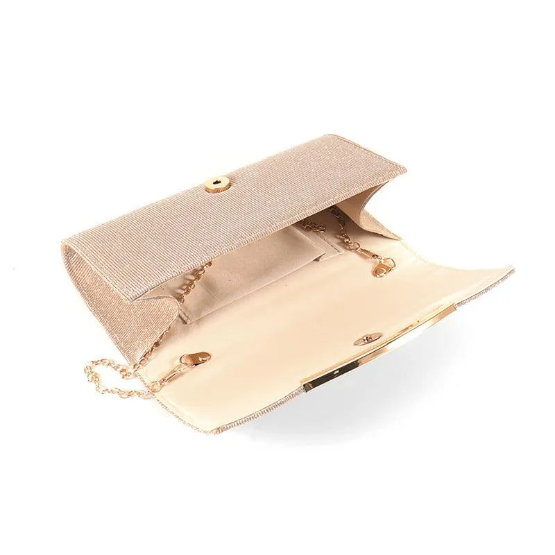 Ladies Dinner Bag Solid Color Flap Chain Crossbody Bag