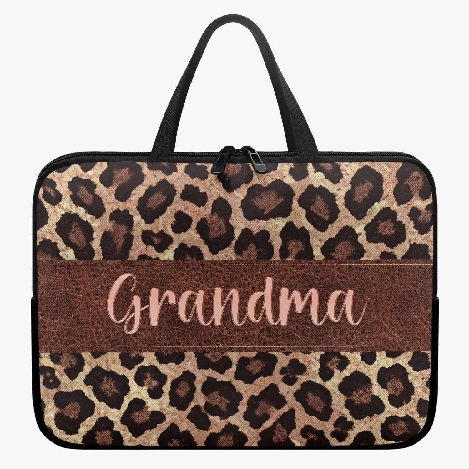 Laptop Sleeve with handles - Leopard Print - Grandma