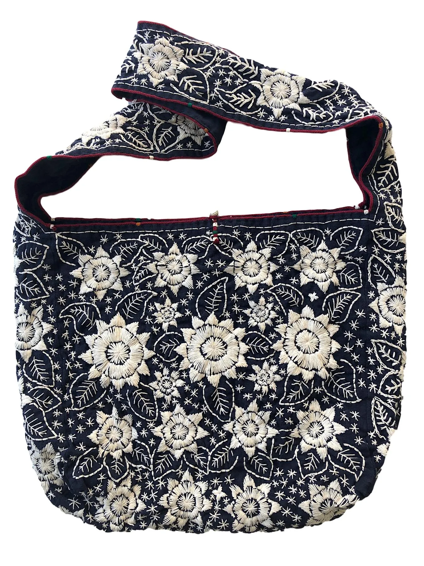 Large Indigo Embroidered Shoulder Bag