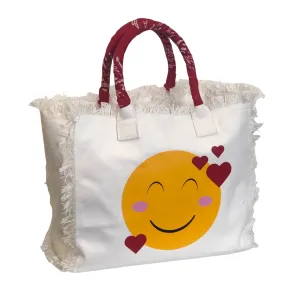 LOVE Emoji Shoulder Tote - Bandana - White