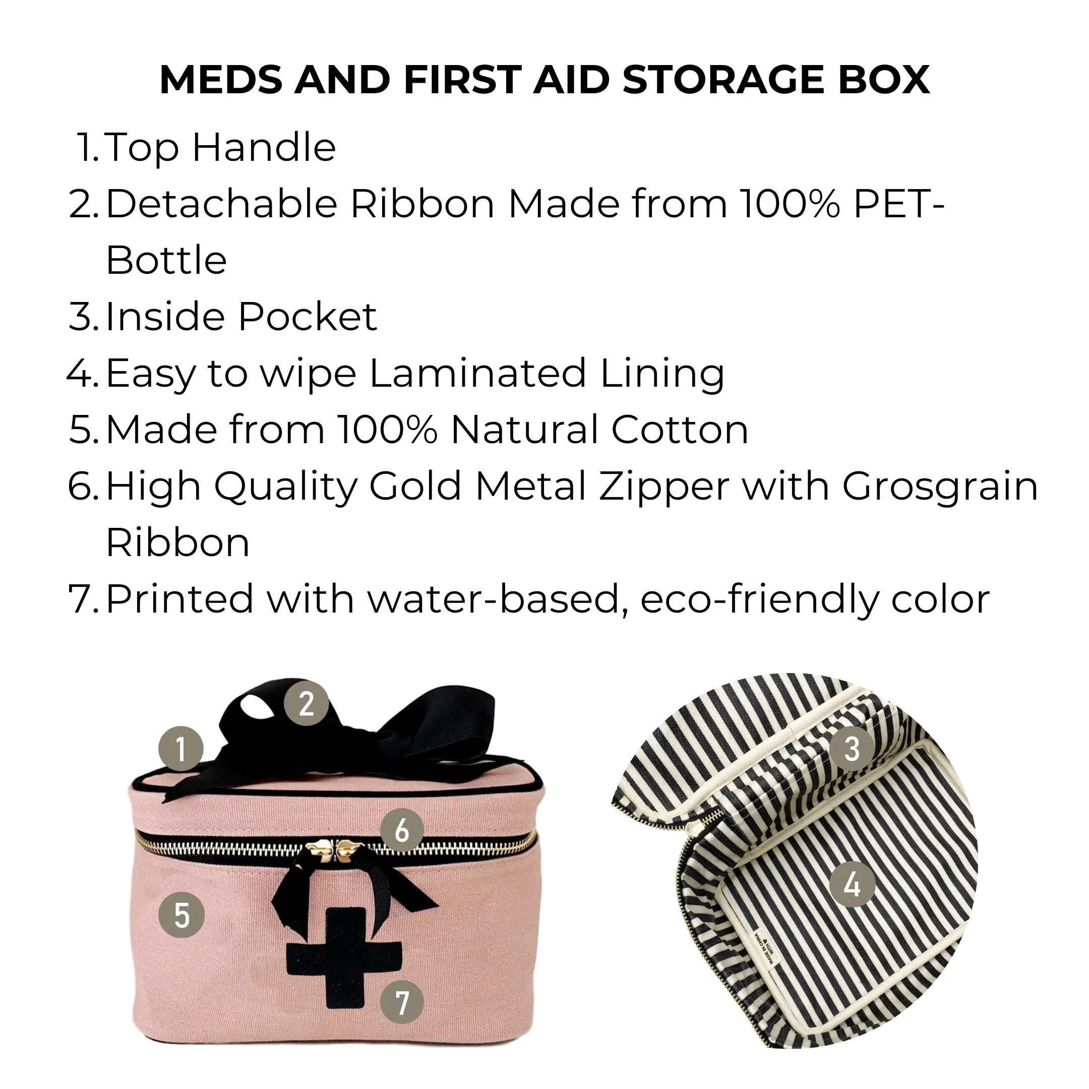 Meds and First Aid Storage Box, Pink/Blush