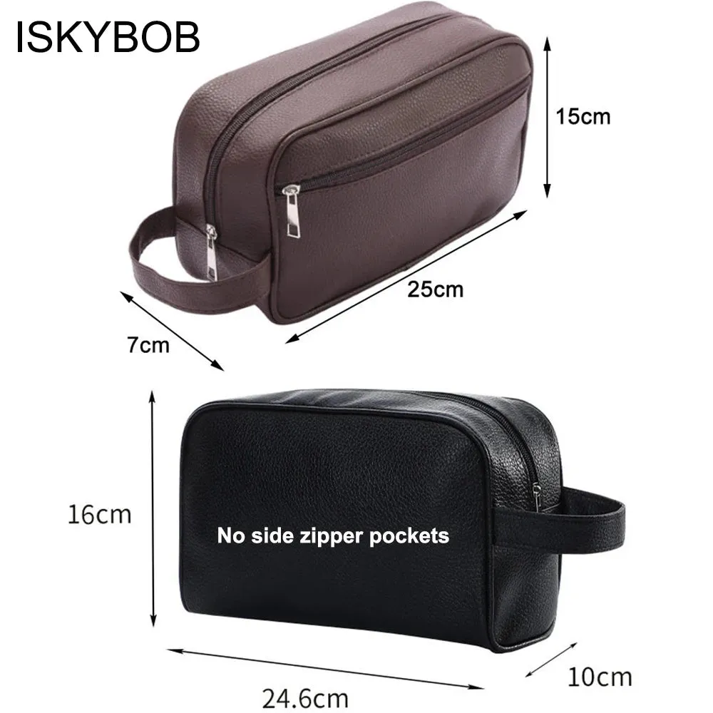 Men Travel Cosmetic Bag Zipper Makeup Bags PU Leather Travel toiletry bag Cosmetics Organizer Storage Pouch Large Capacity New