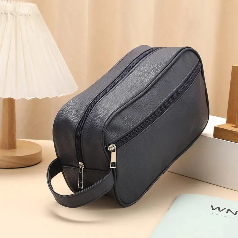 Men Travel Cosmetic Bag Zipper Makeup Bags PU Leather Travel toiletry bag Cosmetics Organizer Storage Pouch Large Capacity New