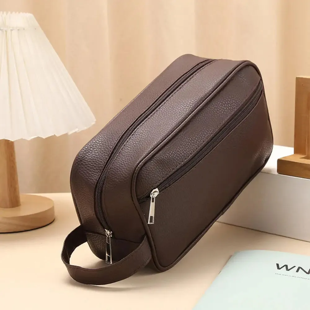 Men Travel Cosmetic Bag Zipper Makeup Bags PU Leather Travel toiletry bag Cosmetics Organizer Storage Pouch Large Capacity New