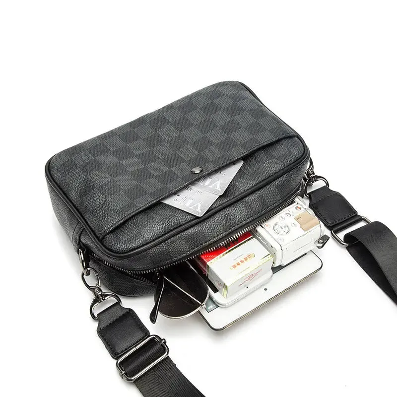 Men's Casual Check Shoulder Bag