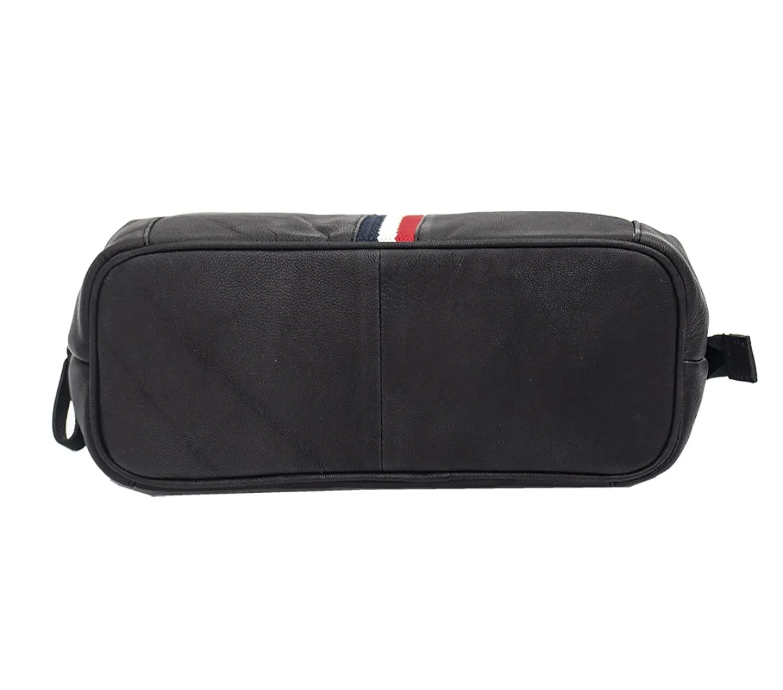 MENS STRIPE SOFT LEATHER WASH BAG