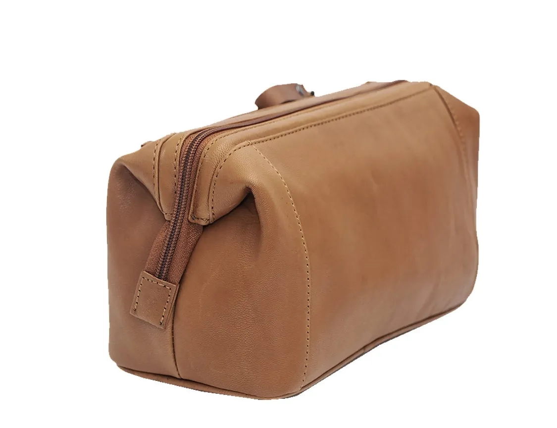 MENS STRIPE SOFT LEATHER WASH BAG