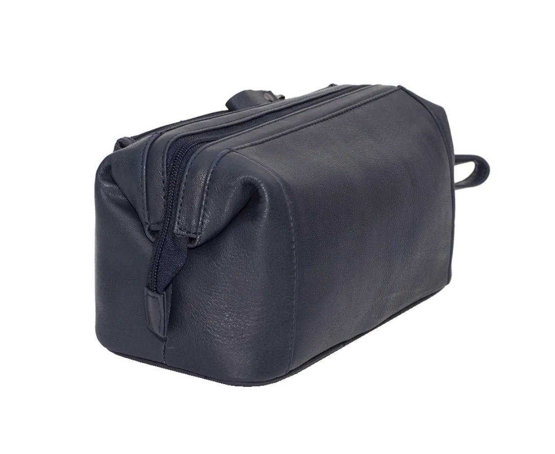 MENS STRIPE SOFT LEATHER WASH BAG