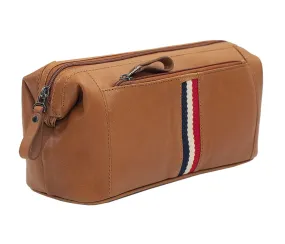 MENS STRIPE SOFT LEATHER WASH BAG