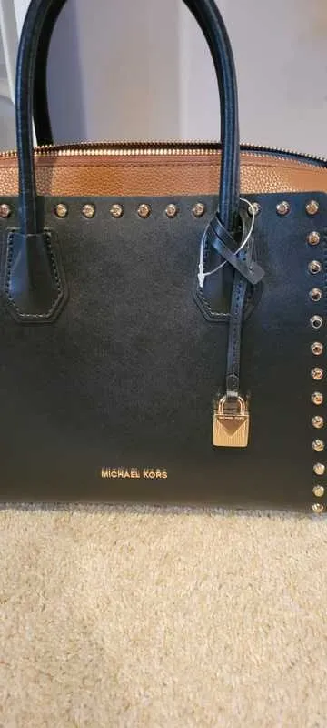 Mercer Medium Studded Leather Belted Satchel