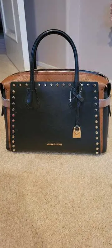 Mercer Medium Studded Leather Belted Satchel