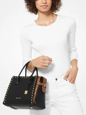 Mercer Medium Studded Leather Belted Satchel