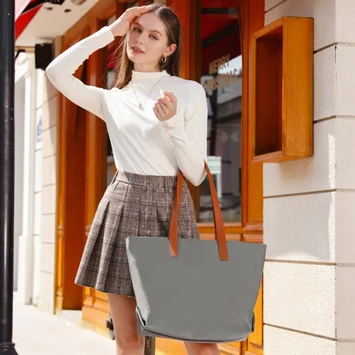 Miss Lulu Casual Waterproof Shopping Tote Bag (Grey) - Durable, Versatile & Stylish