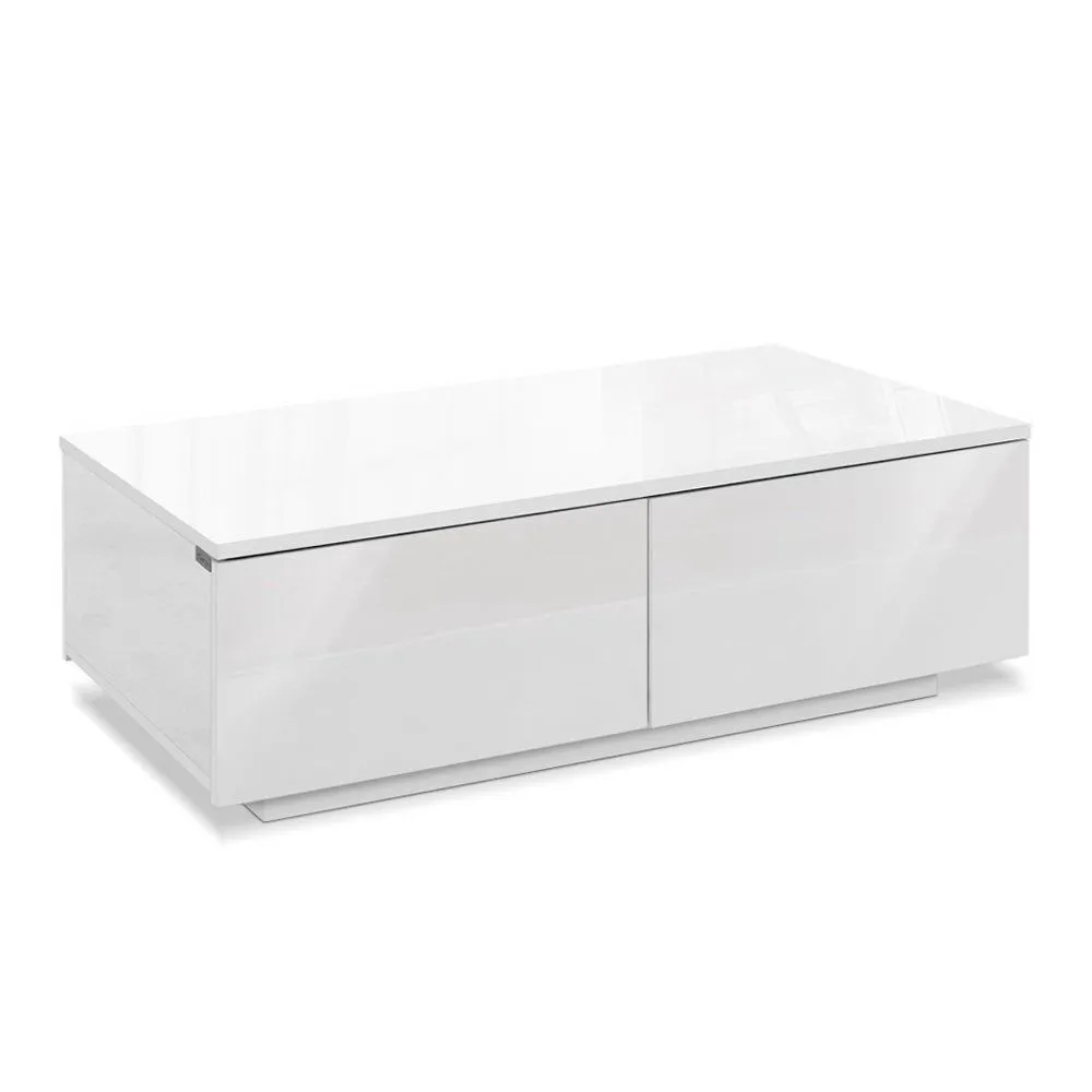 Modern Coffee Table 4 Storage Drawers High Gloss Living Room Furniture White