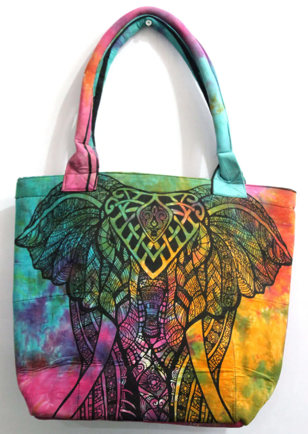 Multicolor Elephant Design Tote Bag Hand Stitch Shopping Bag