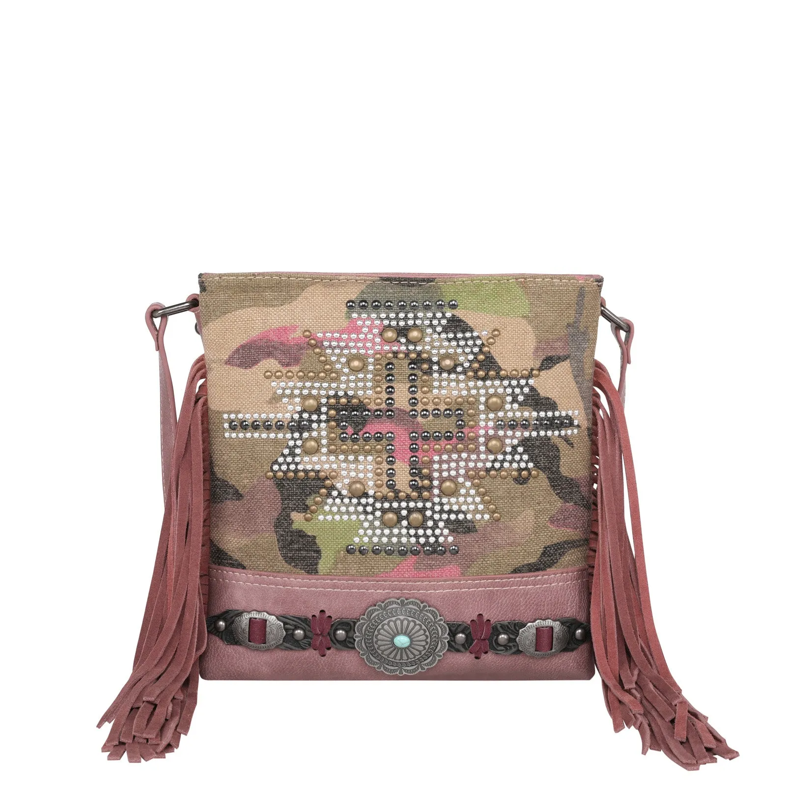 MW1226G-9360 Montana West Aztec Collection Camo Print Canvas Concealed Carry Crossbody