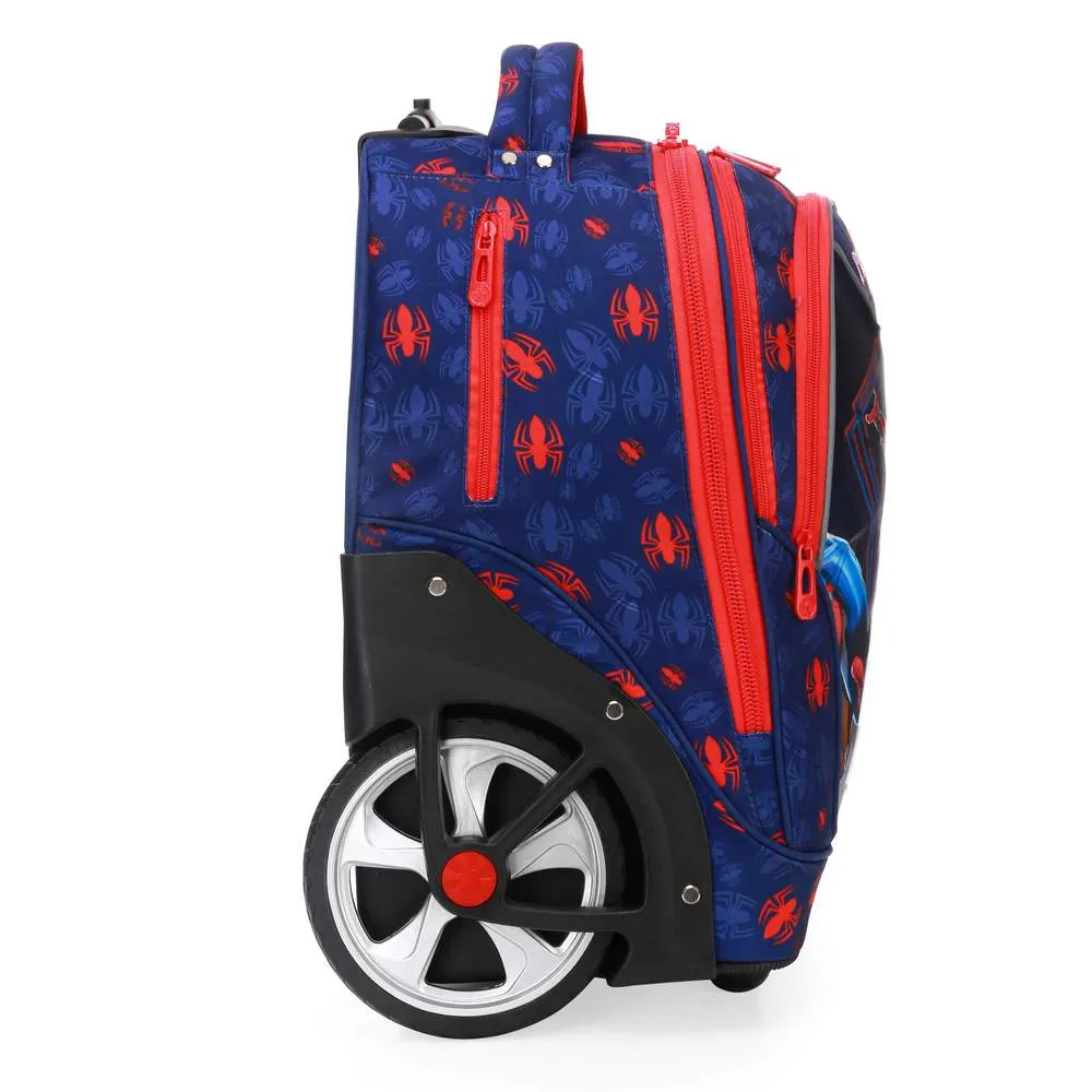 (NET) 3 in 1 Spiderman Cartoon Trolley School Bag With Back Pack