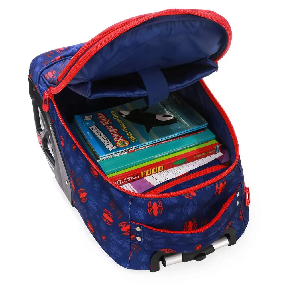 (NET) 3 in 1 Spiderman Cartoon Trolley School Bag With Back Pack