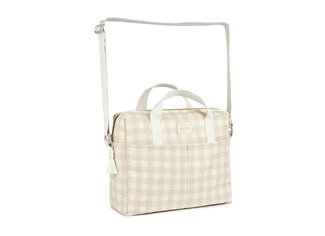 Nobodinoz Gala diaper bag Waterproof 100% organic cotton | Ivory Checks