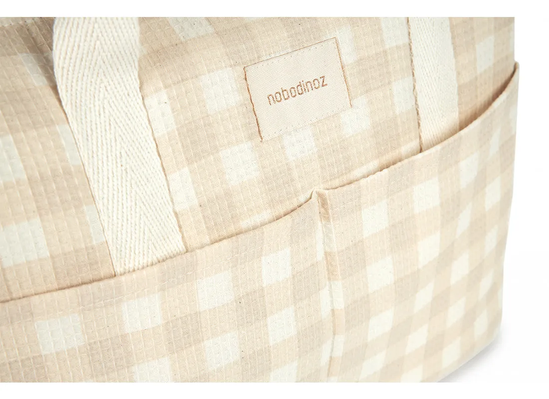 Nobodinoz Gala diaper bag Waterproof 100% organic cotton | Ivory Checks