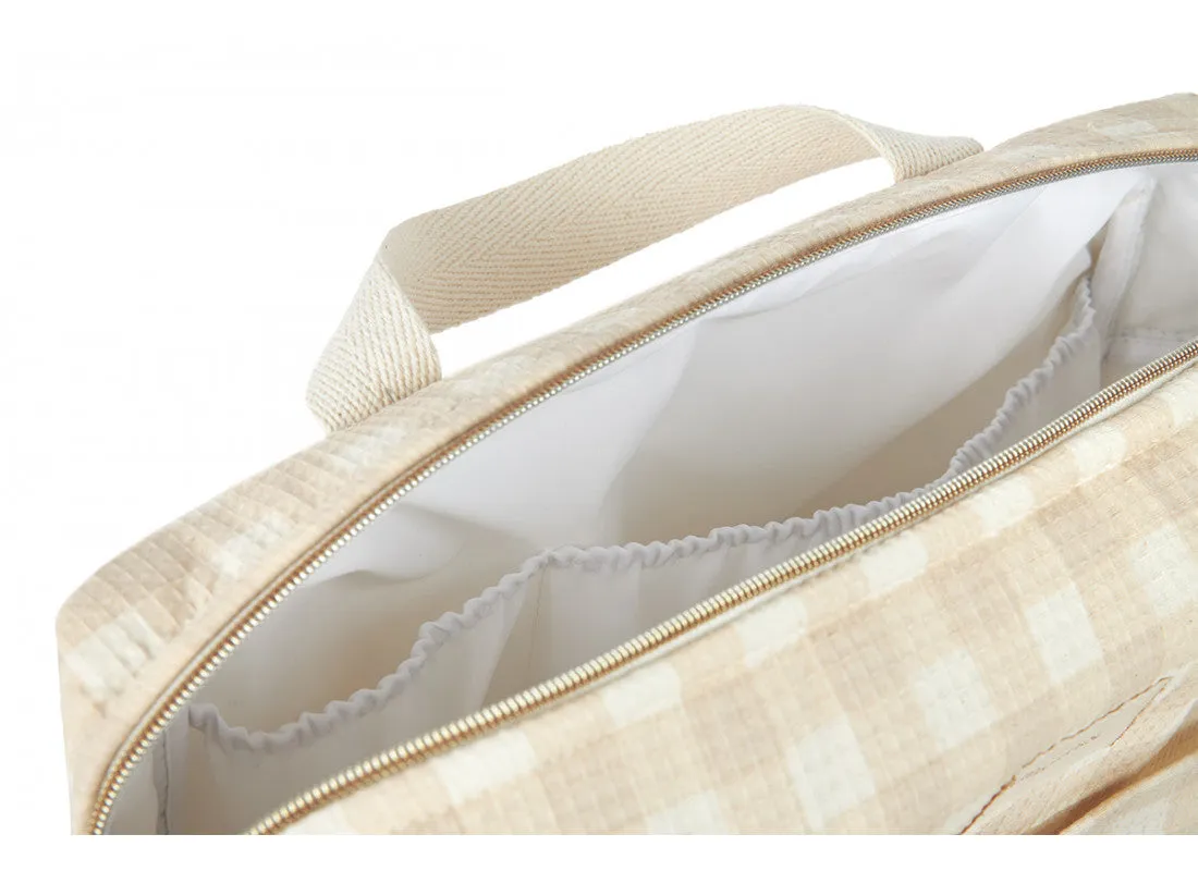 Nobodinoz Gala diaper bag Waterproof 100% organic cotton | Ivory Checks