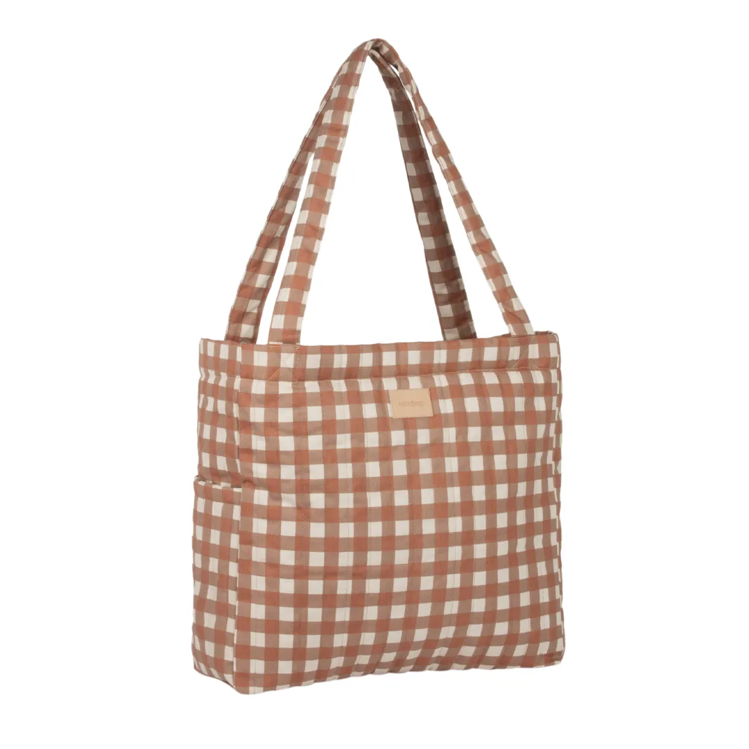 Nobodinoz Hyde Park XXL Diaper Bag Waterproof | Terracotta checks