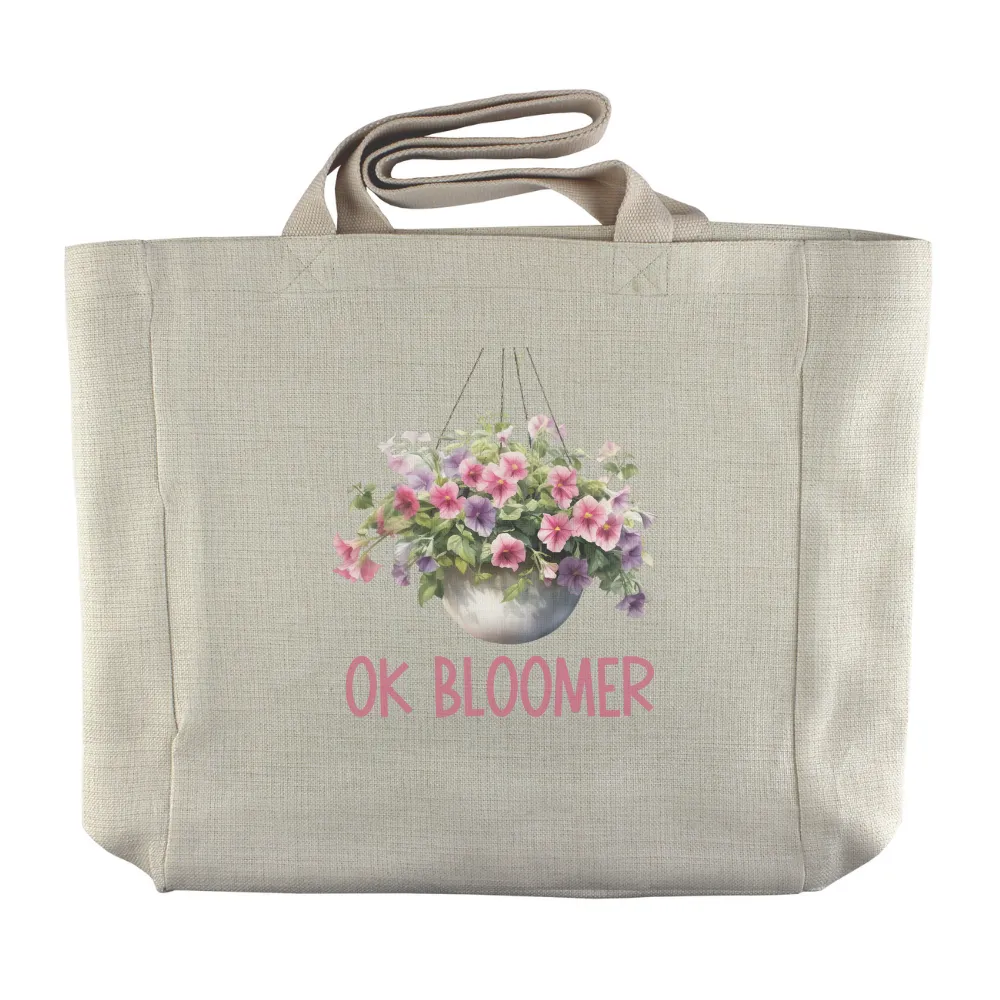 OK Bloomer | Houseplant Themed Reusable  Grocery Tote