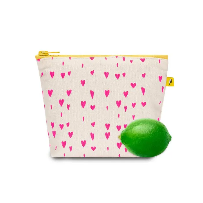 Organic Cotton Canvas Zip Bag - Tiny Hearts <br> Fluf