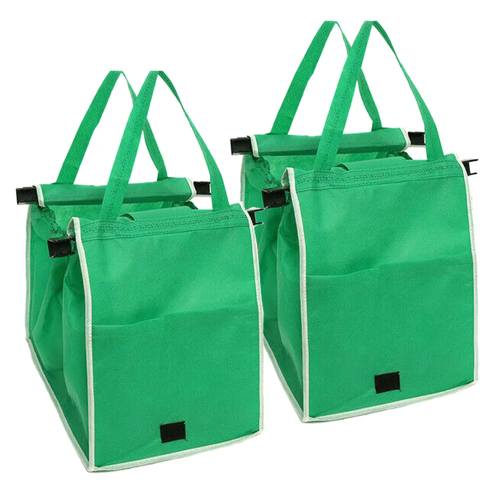 Organize Your Shopping: 2-Pack Reusable Grocery Bags with Cart Clips