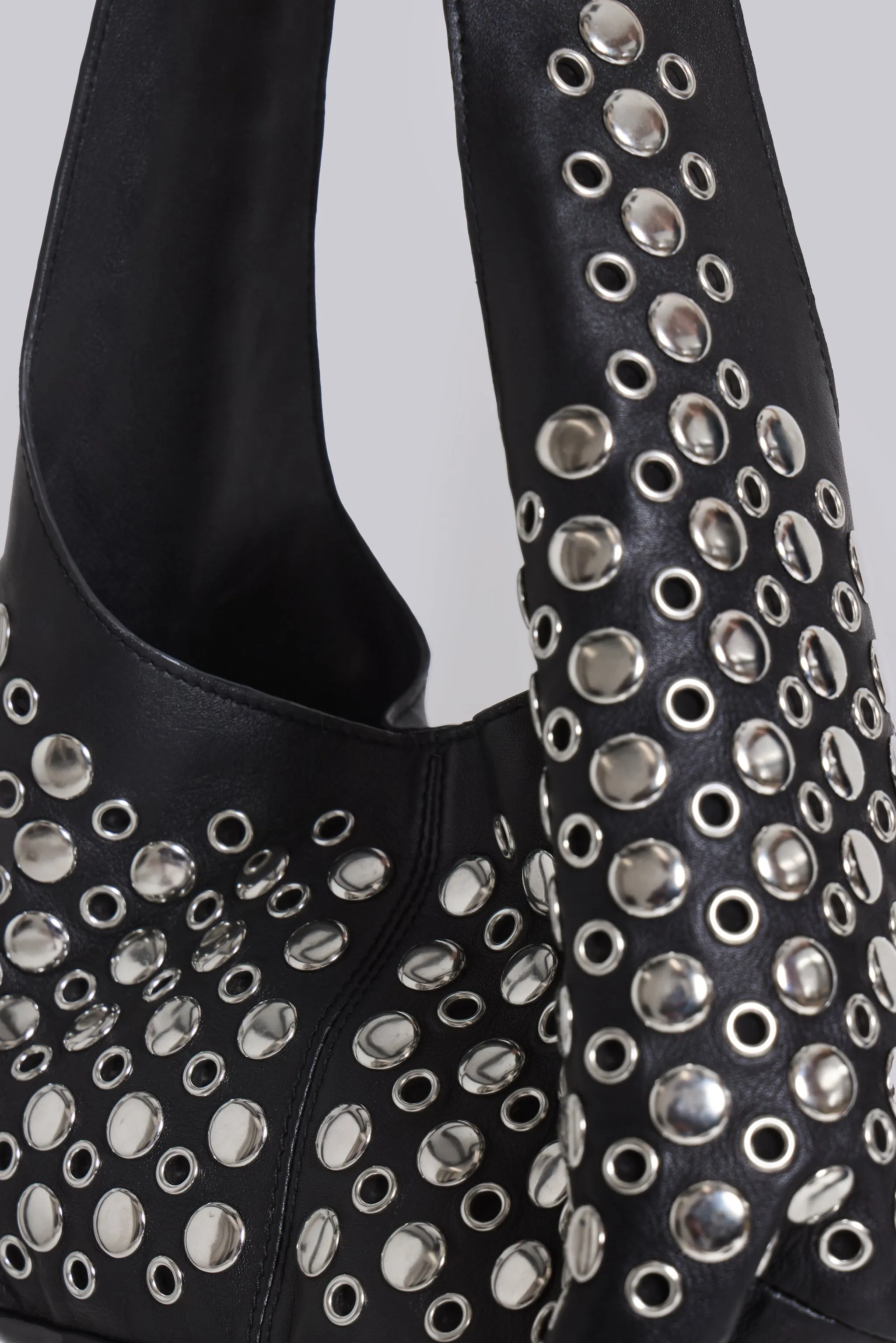 Osmium Studded Leather Bag in Black