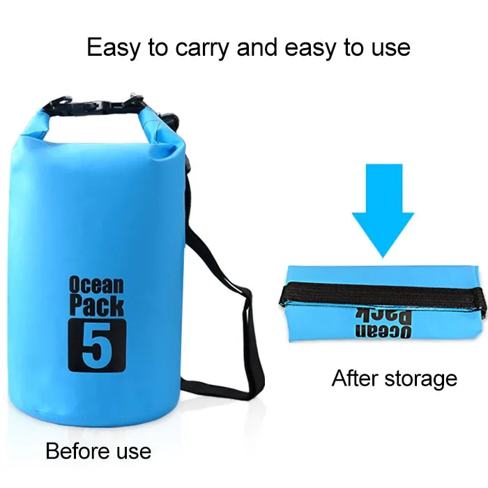 Outdoor Waterproof Single Shoulder Bag Dry Sack PVC Barrel Bag, Capacity: 5L (Dark Blue)