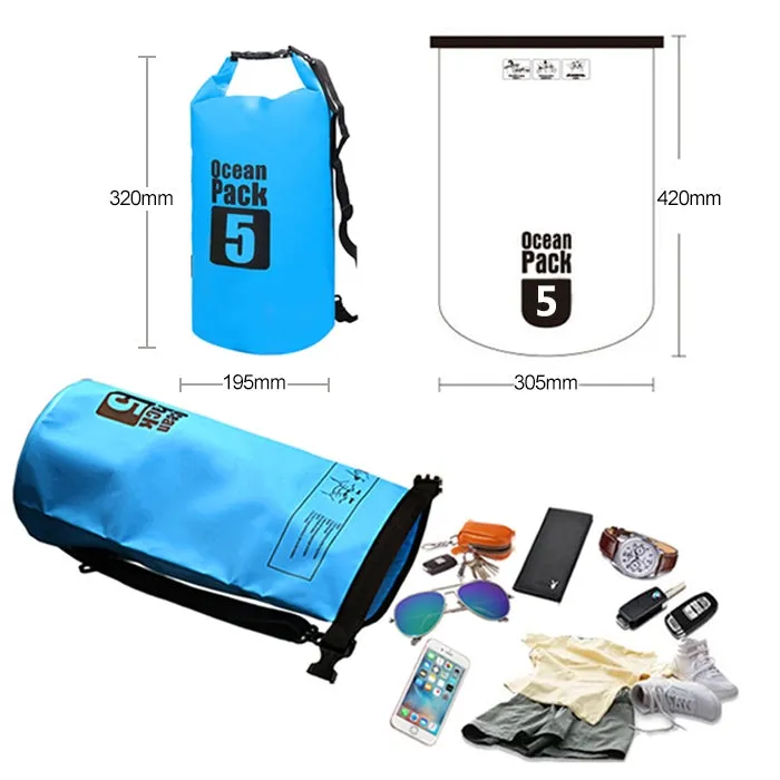 Outdoor Waterproof Single Shoulder Bag Dry Sack PVC Barrel Bag, Capacity: 5L (Dark Blue)