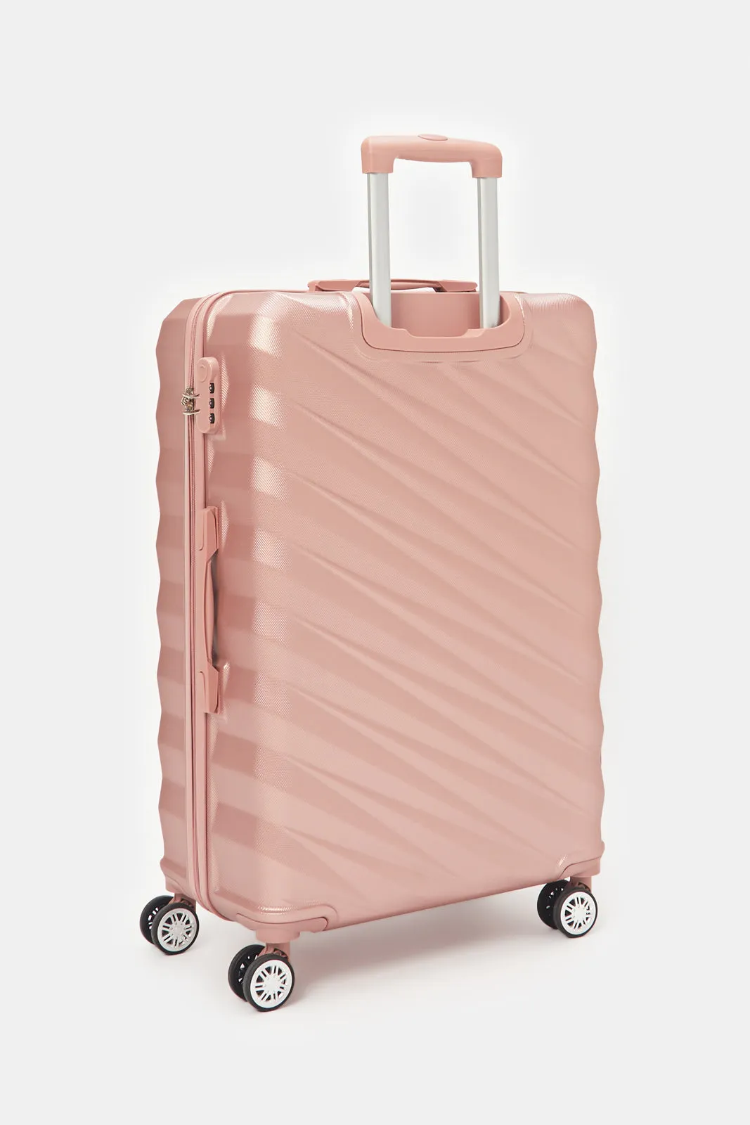 Pink Textured Trolley Luggage (28 Inch)