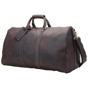 Polare 23'' Classic Full Grain Leather Travel Duffel Weekender Bag Overnight Duffle Bag For Men