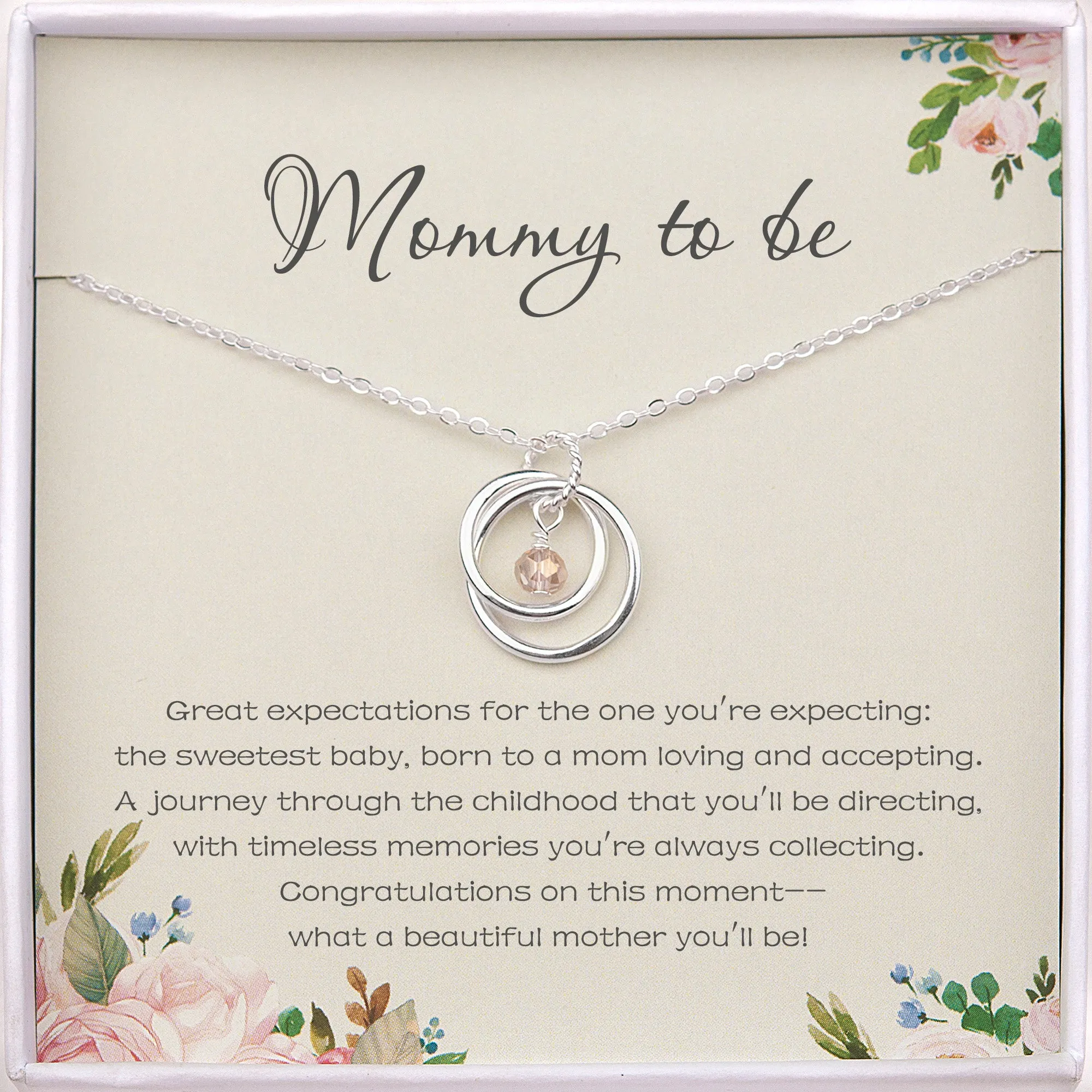 "Mommy to be" Card and Sterling Silver Necklace