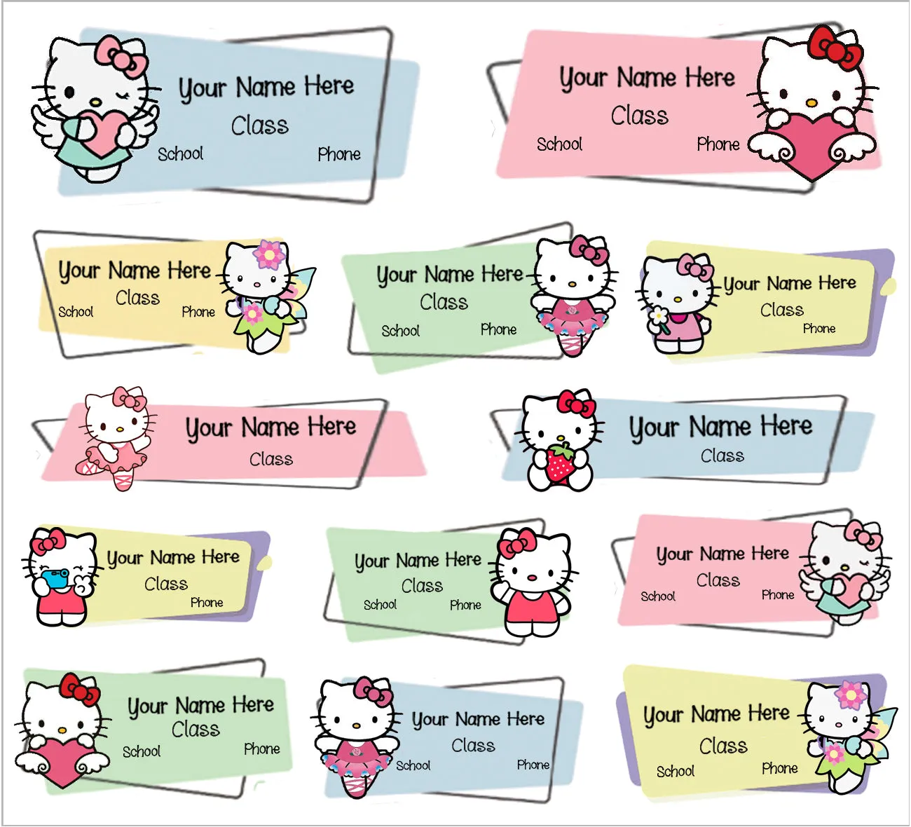 ""Hello kitty" school labels packs