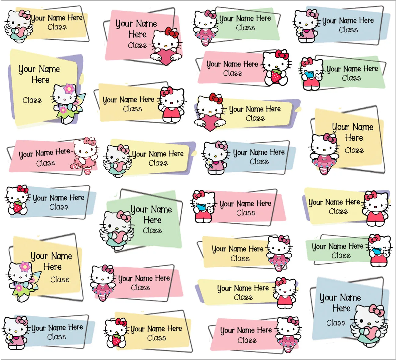 ""Hello kitty" school labels packs