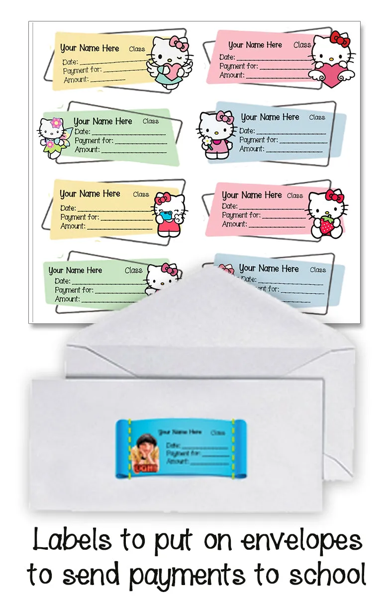 ""Hello kitty" school labels packs