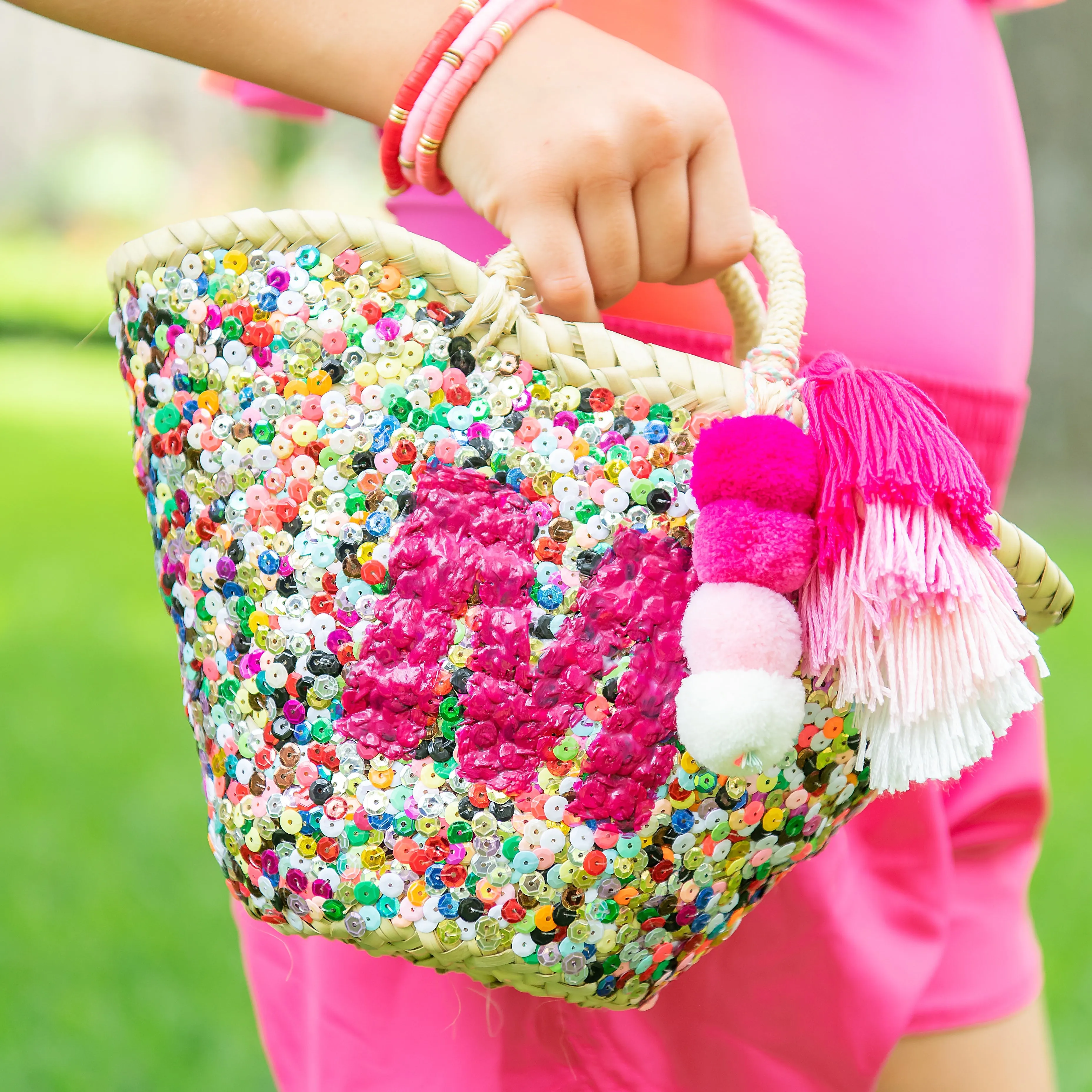 RAINBOW All-Sequin Beach Bag | Mini